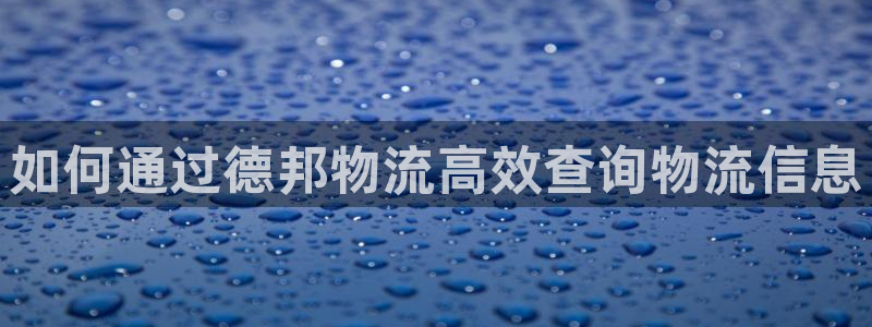 南宫28圈怎么注册：如何通过德邦物流