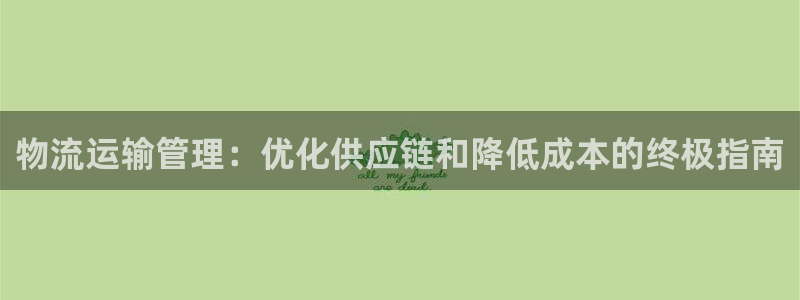 28圈注册官网：物流运输管理：优化供